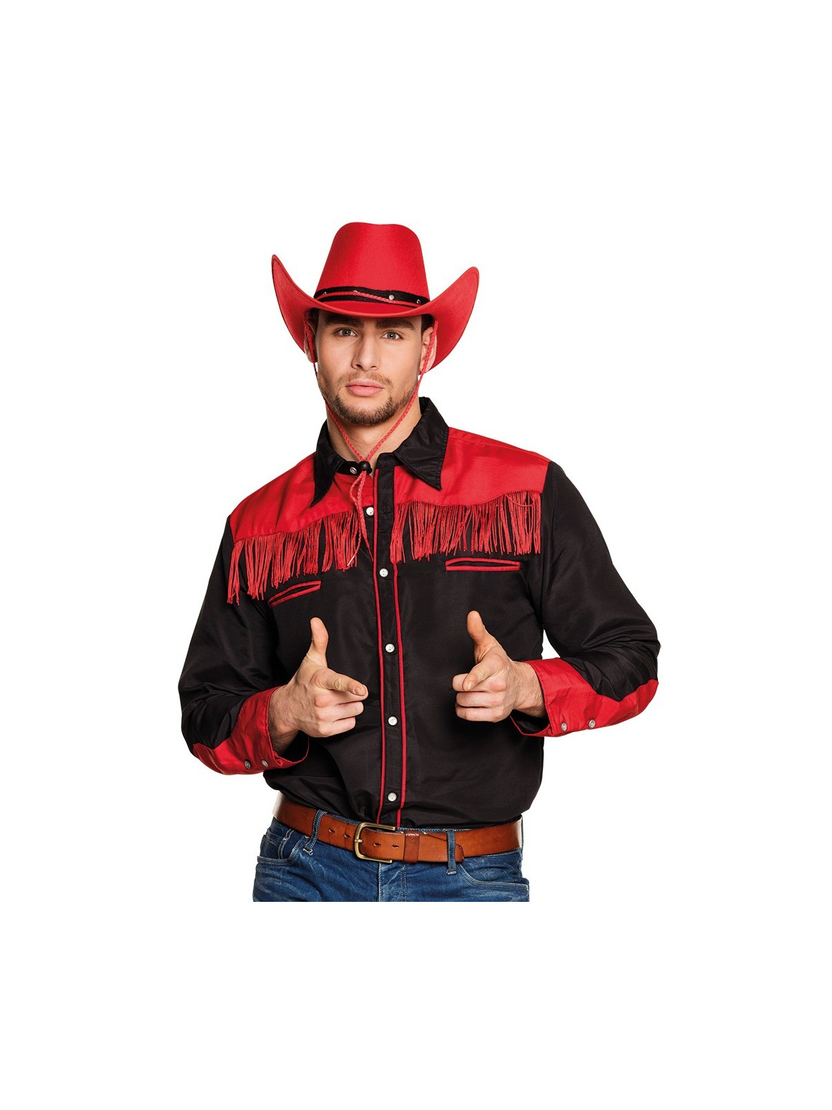 Mustpunane vesterni kauboi särk L