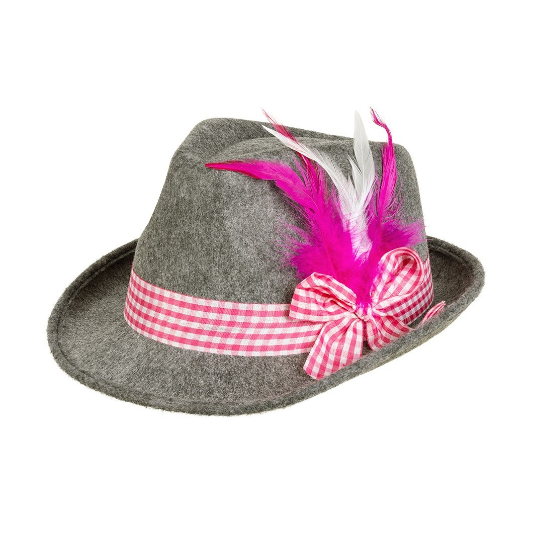 Oktooberfesti/baieri hall roosade sulgedega kaabu