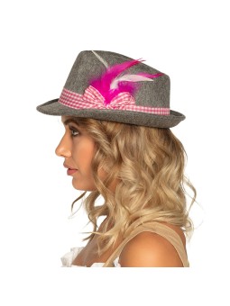 Oktooberfesti/baieri hall roosade sulgedega kaabu