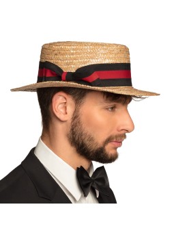 Õlgkaabu meestele mustapunase lindiga