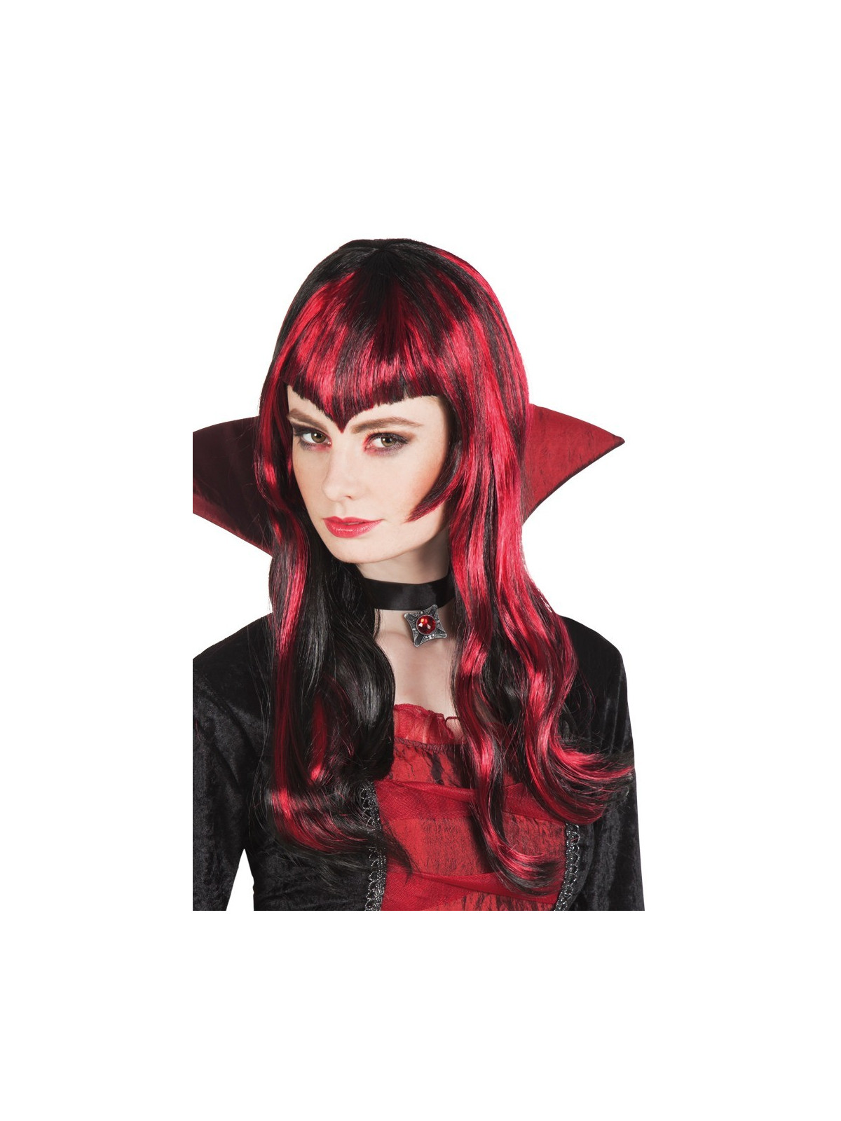 Punase musta triibuline erilise tukaga parukas