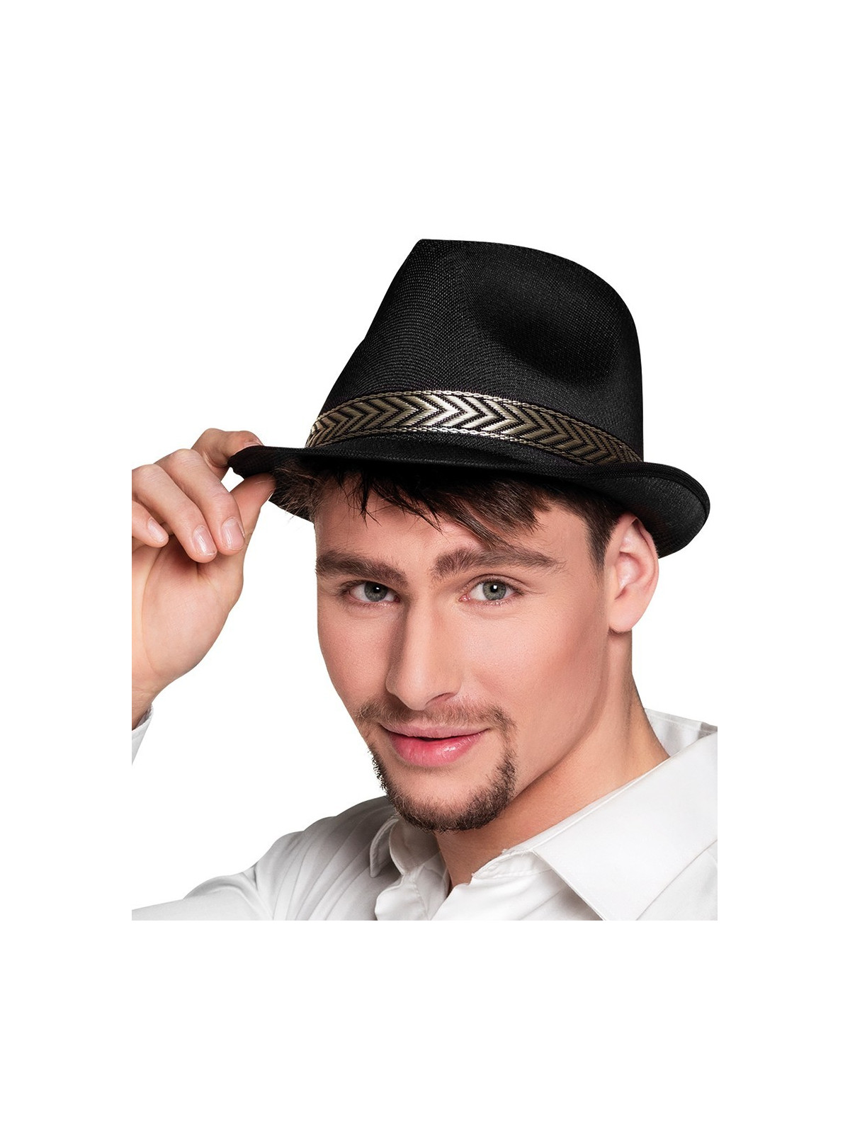 Must kaabu hõbedase mustris paelaga | Maskeraad