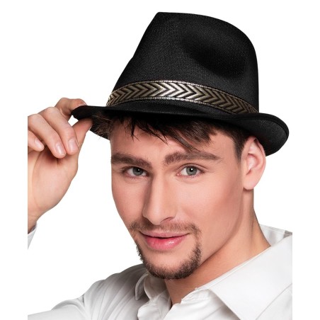 Must kaabu hõbedase mustris paelaga | Maskeraad