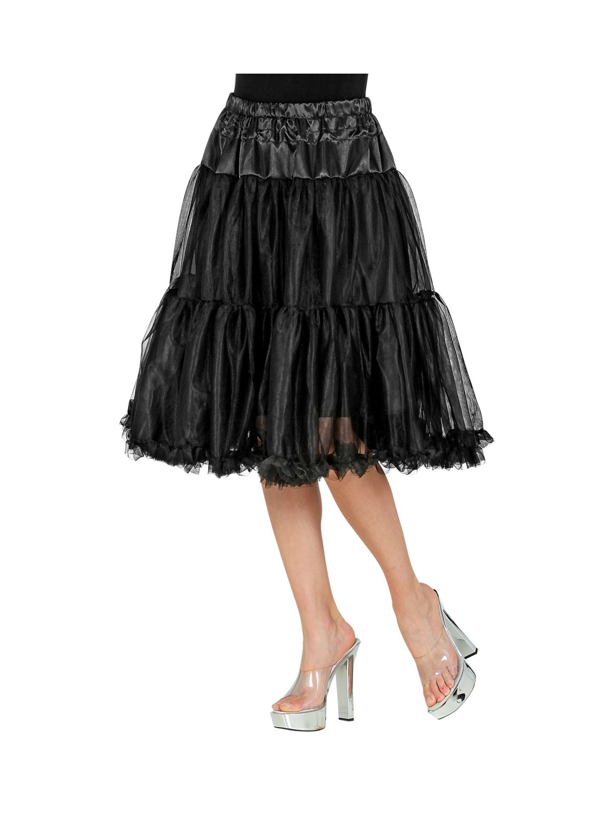 Must tülli röstitud seelik/alusseelik 65 cm