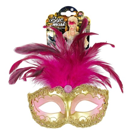 Kuldne roosa kuninglik mask sulgedega | Maskeraad