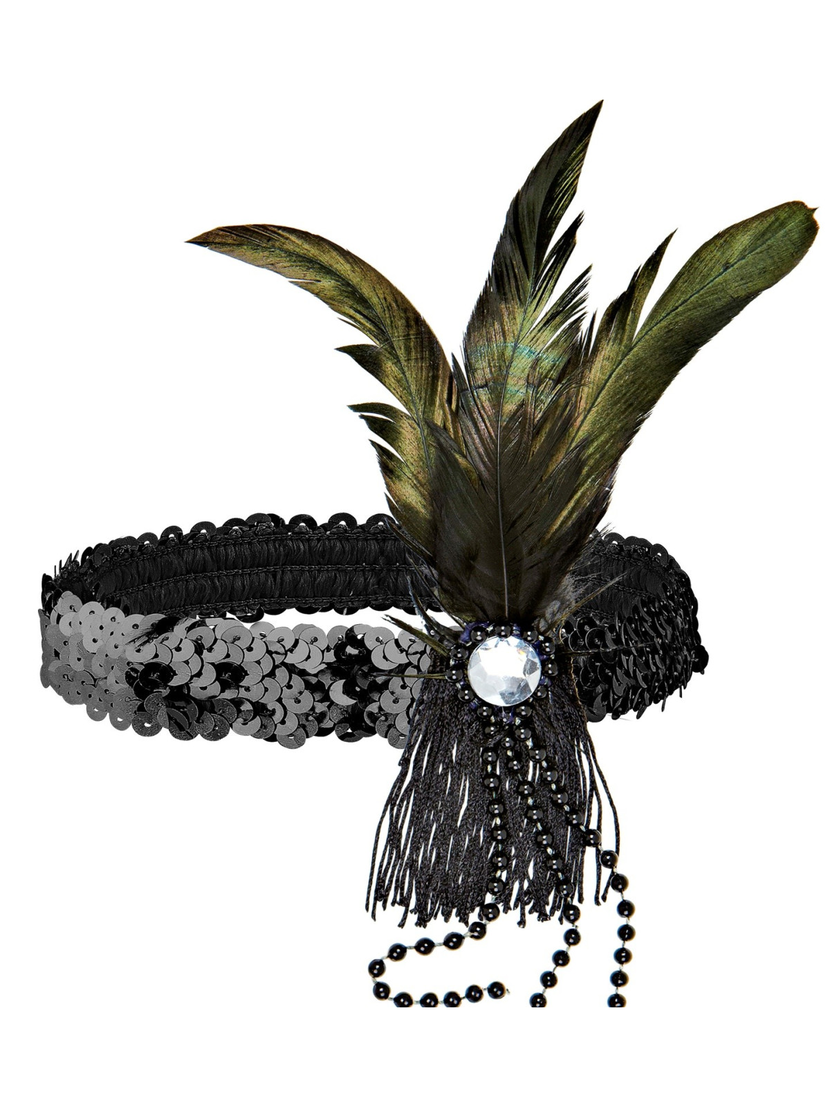 Must litri peapael sulgede ja pärlitega | Maskeraad