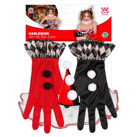 Kurja Harlequin (mini müts, ruff, kindad)