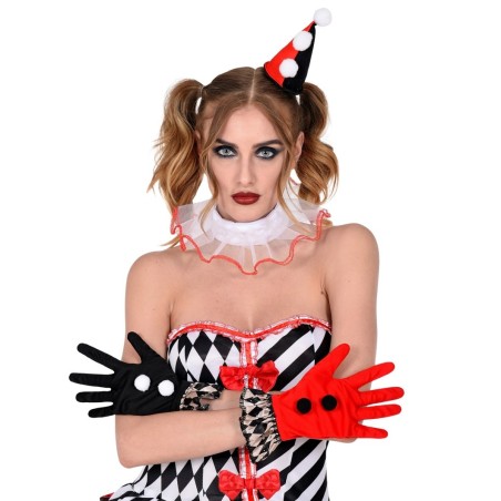 Kurja Harlequin (mini müts, ruff, kindad)