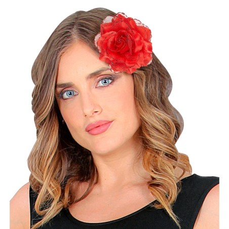 Punase roosi juuste klamber glitteriga