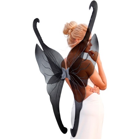 Mustad glitter tiivad 95x110 cm | Maskeraad